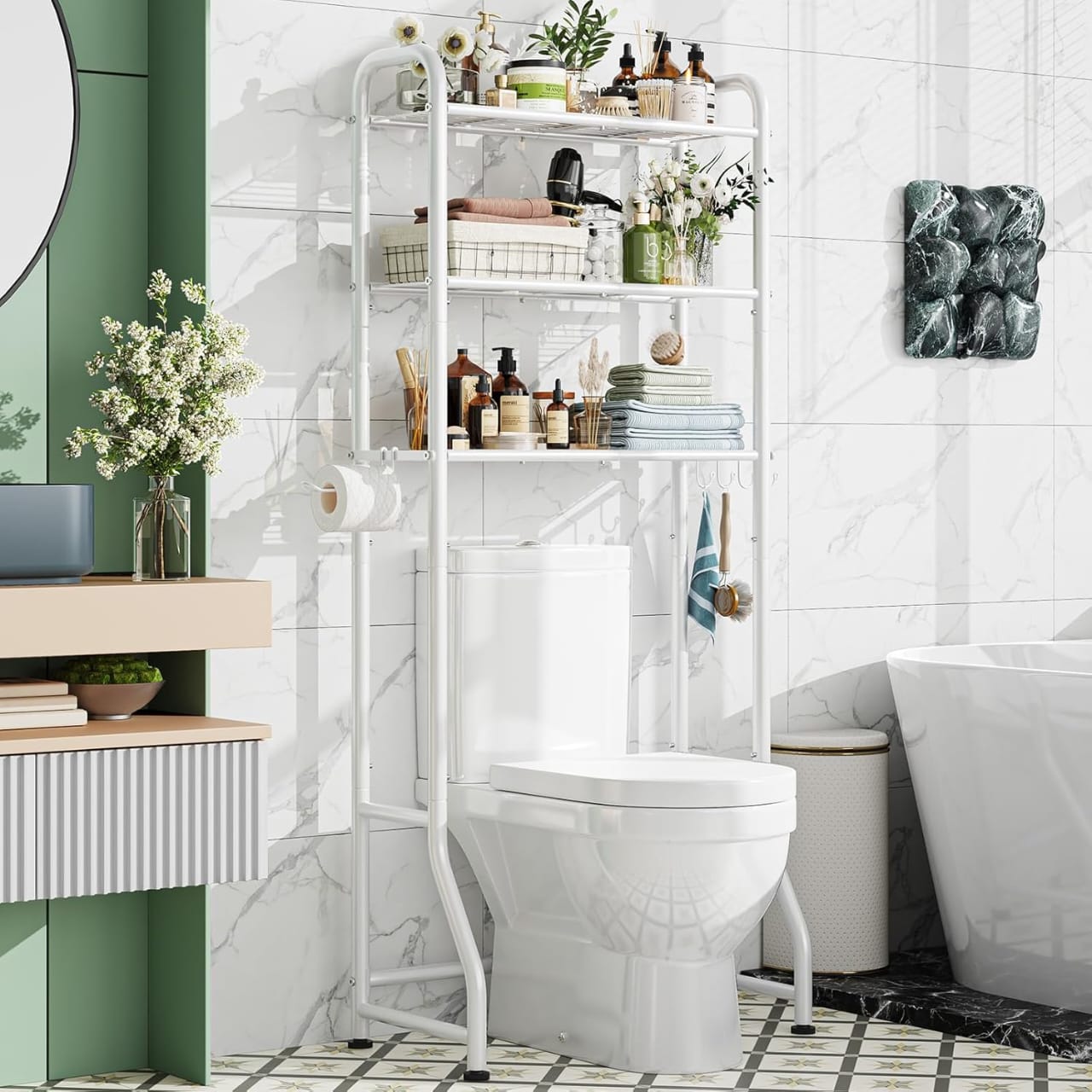 Over-The-Toilet Bathroom Storage Shelf – Space Saving Organizer