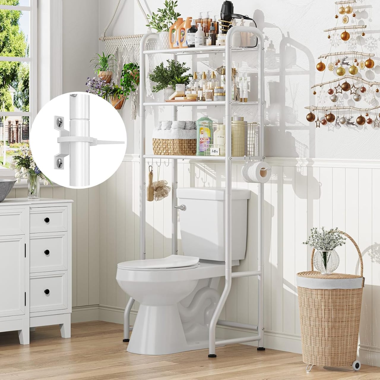 Over-The-Toilet Bathroom Storage Shelf – Space Saving Organizer