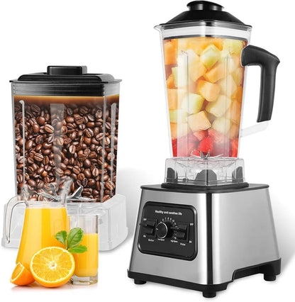 4-in-1 Professional Blender 2.5L – 6000W High Power | Smoothie Maker, Coffee Grinder, Citrus Juicer | 9 Speed Control