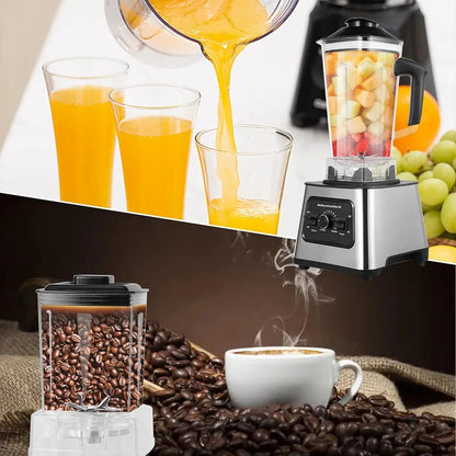 4-in-1 Professional Blender 2.5L – 6000W High Power | Smoothie Maker, Coffee Grinder, Citrus Juicer | 9 Speed Control
