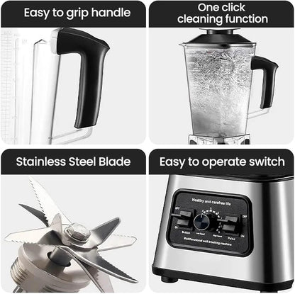 4-in-1 Professional Blender 2.5L – 6000W High Power | Smoothie Maker, Coffee Grinder, Citrus Juicer | 9 Speed Control